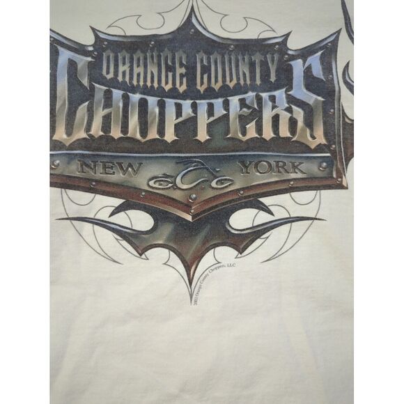 VTG Orange County Choppers New York Mens White Graphic Shirt Logo Size 2XL - Picture 4 of 6